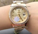 Copy Rolex Datejust Oyster Diamond-Encrusted Gold Watch